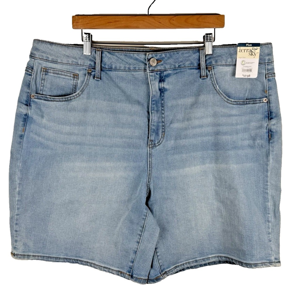 Terra & Sky HIGH RISE BERMUDA DENIM SHORTS Women's Plus Sz 22W